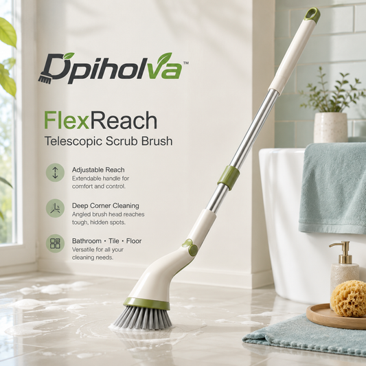 Dpiholva™ FlexReach Telescopic Scrub Brush — Adjustable Long-Handle Bathroom, Tile & Floor Cleaning Brush
