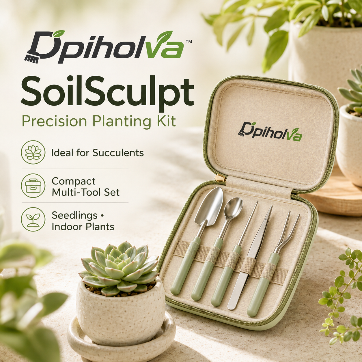Dpiholva™ SoilSculpt Precision Planting Kit — Seedling, Succulent & Indoor Plant Tool Set
