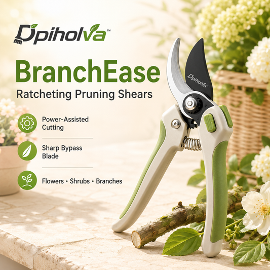 Dpiholva™ BranchEase Ratcheting Pruning Shears — Heavy-Duty Garden Clippers for Flowers, Shrubs & Small Branches