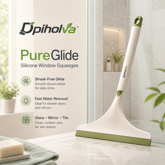 Dpiholva™ PureGlide Silicone Window Squeegee — Streak-Free Glass, Shower Door & Mirror Cleaning Tool