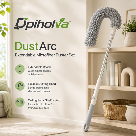Dpiholva™ DustArc Extendable Microfiber Duster Set — Ceiling Fan, Furniture & High-Reach Cleaning Kit