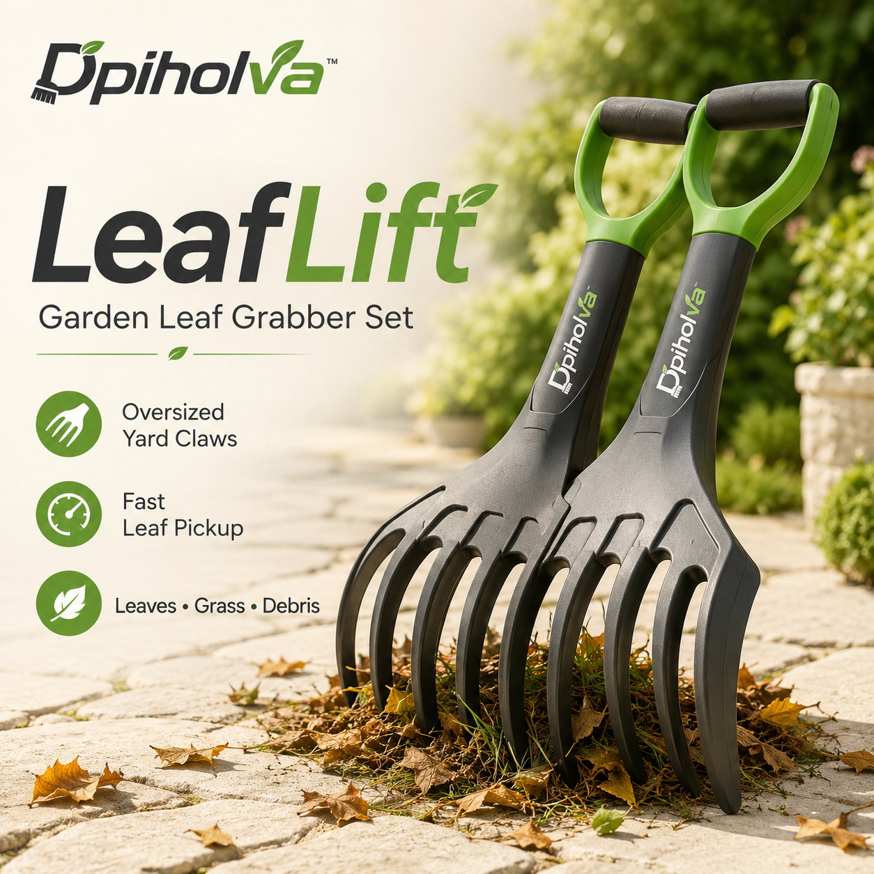 Dpiholva™ LeafLift Garden Leaf Grabber Set — Oversized Yard Claws for Leaves, Grass & Garden Debris